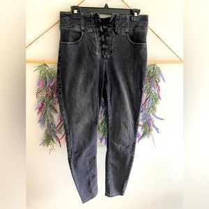 Free People curvy lace-up closure skinny jeans size 28 punk goth
